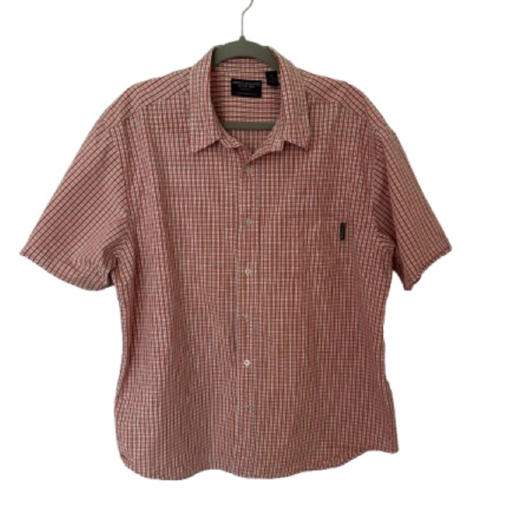 American Eagle Outfitters Men’s Button-Up Shirt Orange /Pink Plaid Cotton, Sz XL